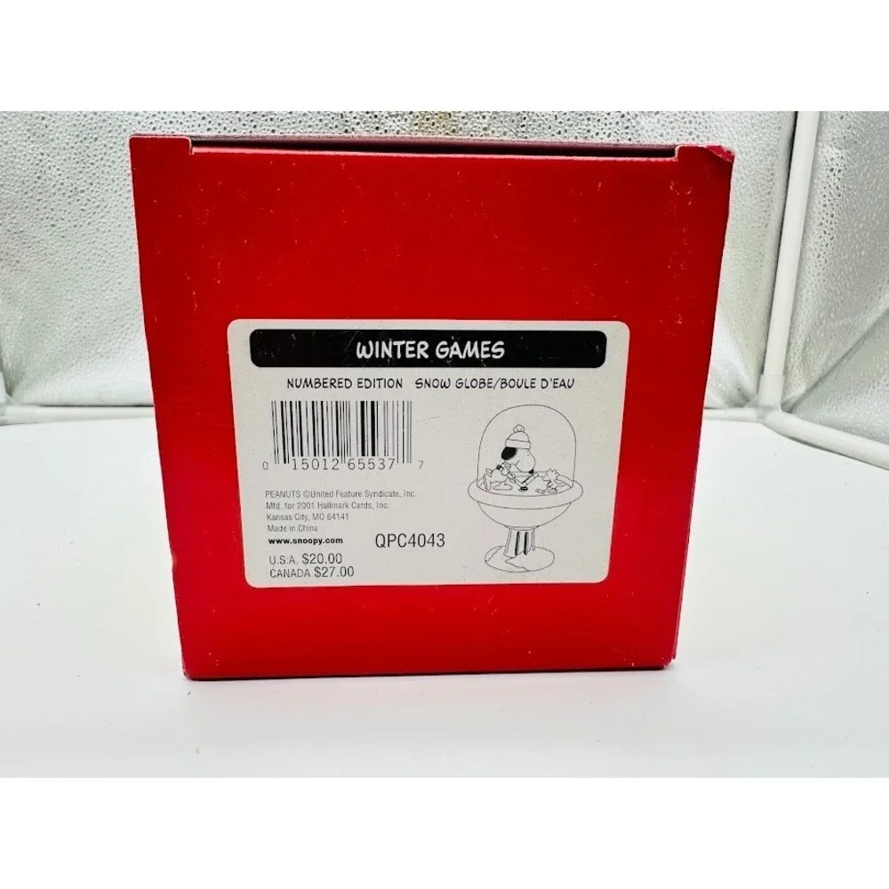 Hallmark Peanuts Snow Globe Winter Games Snoopy Charlie Brown COA Box